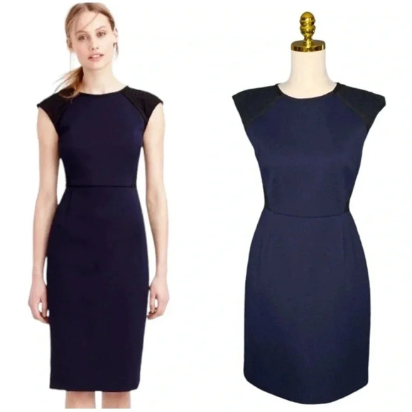 J CREW | Double-faced Piqué Eyelet Navy Dress Size 4. - Picture 1 of 12